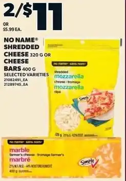 Independent Grocer No Name Shredded Cheese or Cheese Bars offer