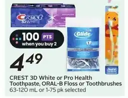 Sobeys CREST 3D White or Pro Health Toothpaste, ORAL-B Floss or Toothbrushes offer