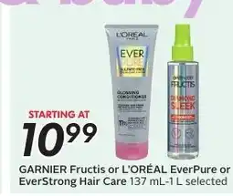 Sobeys GARNIER Fructis or L'ORÉAL EverPure or EverStrong Hair Care offer