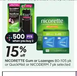 Sobeys NICORETTE Gum or Lozenges 80-105 pk or QuickMist or NICODERM 7 pk selected offer