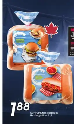 Sobeys COMPLIMENTS Hot Dog or E GAME Hamburger Buns 8 pk offer