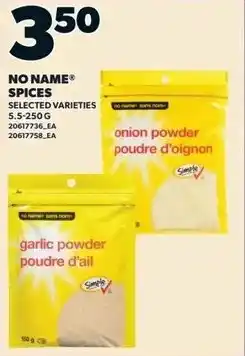 Independent Grocer No Name Spices offer