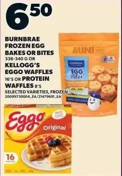 Independent Grocer Burnbrae Frozen Egg Bakes or Bites, or Kellogg's Eggo Waffles, or Protein Waffles offer