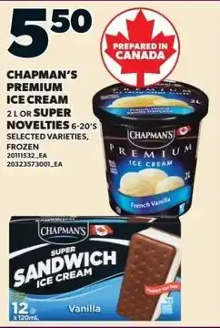 Independent Grocer Chapman's Premium Ice Cream or Super Novelties offer
