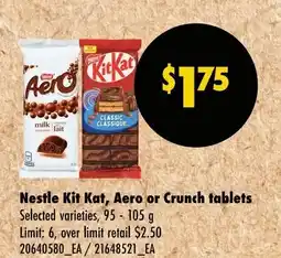 Wholesale Club Nestle Kit Kat, Aero or Crunch tablets offer