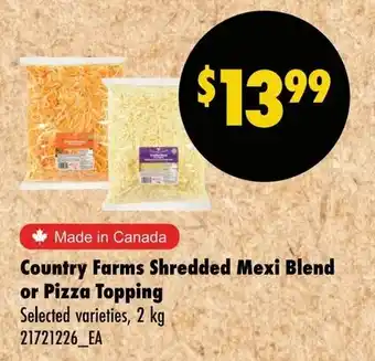 Wholesale Club Country Farms Shredded Mexi Blend or Pizza Topping offer
