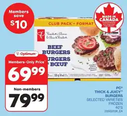 Wholesale Club Pc thick & juicy burgers offer