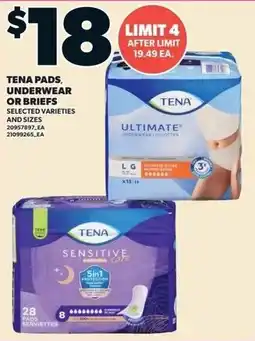 Independent Grocer Tena Pads Unerwear or Briefs offer