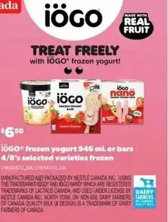 Independent Grocer iÖGO frozen yogurt or bars offer