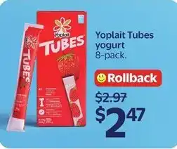 Walmart Yoplait Tubes yogurt. offer