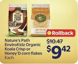 Walmart Nature's Path EnviroKidz Organic Koala Crisp or Honey'D corn flakes offer