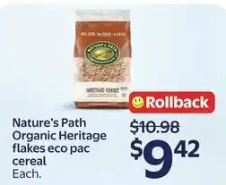 Walmart Nature's Path Organic Heritage flakes eco pac cereal offer
