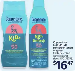 Walmart Coppertone Kids SPF 50 sunscreen lotion or spray offer