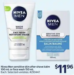 Walmart Nivea Men sensitive skin after shave balm or face wash offer