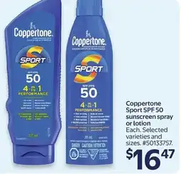 Walmart Coppertone Sport SPF 50 sunscreen spray or lotion offer