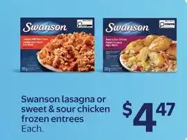 Walmart Swanson lasagna or sweet & sour chicken frozen entrees offer