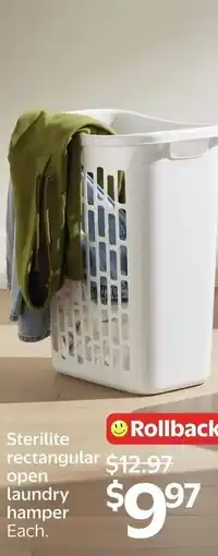 Walmart Sterilite rectangular open laundry hamper offer
