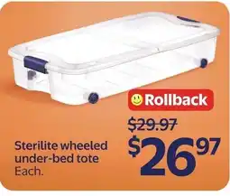 Walmart Sterilite wheeled under-bed tote offer