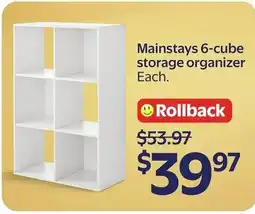 Walmart Mainstays 6-cube storage organizer offer