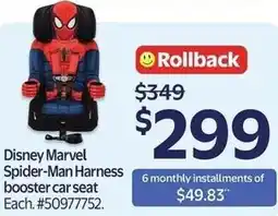 Walmart Disney Marvel Spider-Man Harness booster car seat offer