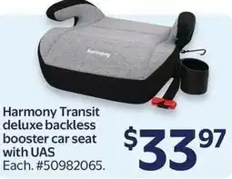 Walmart Harmony Transit deluxe backless booster car seat with UAS offer