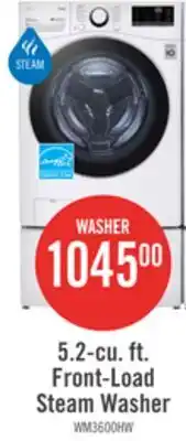 The Brick LG 5.2 Cu. Ft. Smart Front-Load High-Efficiency Steam Washer - White - Stackable - WM3600HWA offer