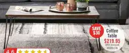 The Brick Woodland 23.4 Rustic Coffee Table - Brown Oak Finish with Metal Legs offer