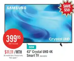The Brick SAMSUNG 43 U8000H Crystal UHD 4K Smart Tizen TV (UN43U8000HFXZC) – 2026 Model offer