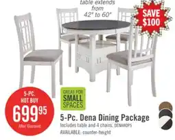 The Brick Dena 5pc Dining Set with Table & Chairs, 42-60W Extension, Round - Dove Grey offer