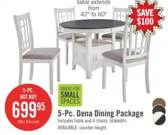 The Brick Dena 5pc Dining Set with Table & Chairs, 42-60W Extension, Round - Dove Grey offer