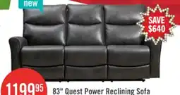 The Brick Quest 82.5 Leather-Look Fabric Power Reclining Sofa - Grey offer