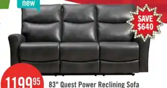 The Brick Quest 82.5 Leather-Look Fabric Power Reclining Sofa - Grey offer