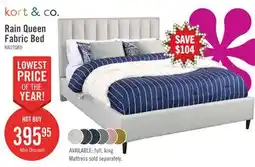The Brick Kort & Co. Rain Upholstered Platform Bed in Light Grey Fabric, Tufted - Queen Size offer