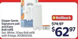 Walmart Diaper Genie Signature pail and Easy Roll refill offer
