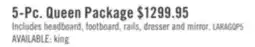 The Brick Lara 5pc Bedroom Set with Bed, Dresser & Mirror, Antique Grey - Queen Size offer