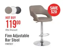 The Brick Finn Barstool with Swivel & Adjustable Seat, Vegan Leather Fabric, 23-31.5H, Metal - Beige offer