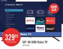 The Brick Westinghouse 50 4K UHD Roku Smart TV offer