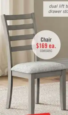 The Brick Cove Dining Chair with Cushion Fabric Seat, Ladder-Back – Grey offer