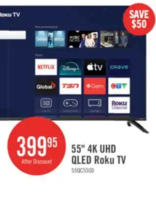 The Brick Westinghouse 55 QLED 4K UHD Smart Roku TV (WR55QC5500) – 2025 Model offer