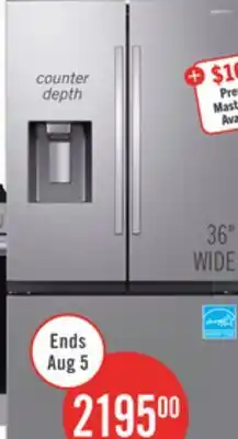 The Brick Samsung Bespoke AI 35.75 26 Cu. Ft 3-Door French Door Refrigerator – Silver - RF27CG5B30SRAA offer