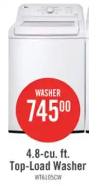 The Brick LG 4.8 Cu. Ft. Top-Load High-Efficiency Washer - White - WT6105CW offer