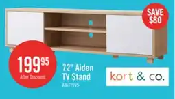 The Brick Kort & Co. Aiden 72 TV Stand with Storage and Cable Management for TVs up to 80- Natural and White offer