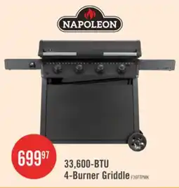 The Brick Napoleon 33,600-BTU 36-Inch 4-Burner Griddle with Rust-Resistant Stainless Steel Cooktop - F36FTPMK offer