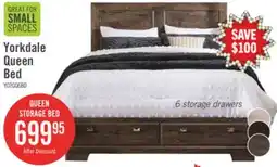 The Brick Yorkdale 6-Drawer Platform Bed with Headboard & Storage Frame, Made in Canada, Grey - Queen Size offer