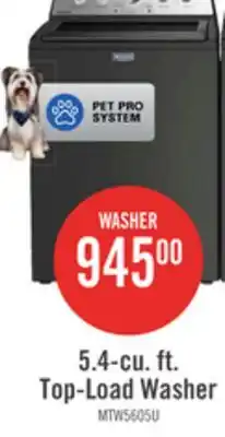 The Brick Maytag 5.5 Cu Ft. Top Load Agitator Washer with Pet Pro Option – Volcano Black - MTW5605RU offer