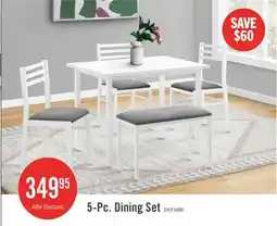 The Brick Dining 5-Piece Set Rectangular Kitchen Small White Metal Laminate Grey Fabric Contemporary Modern offer