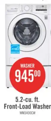 The Brick LG 5.2 Cu. Ft. Front-Load High-Efficiency Washer - White - Stackable - WM3400CW offer