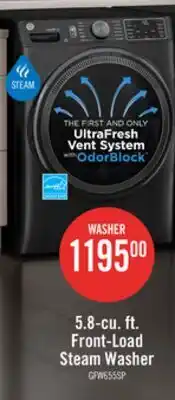 The Brick GE 5.8 Cu. Ft. Front-Load Steam Washer with SmartDispense and UltraFresh System - GFW655SPVDS offer