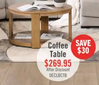 The Brick Declan 31.5 Modern Round Coffee Table with Casters – Natural Wood offer