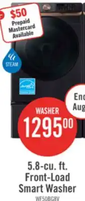 The Brick Samsung 5.8 Cu. Ft. Front-Load Steam Washer - Black Stainless Steel - Stackable - WF50BG8300AVUS offer